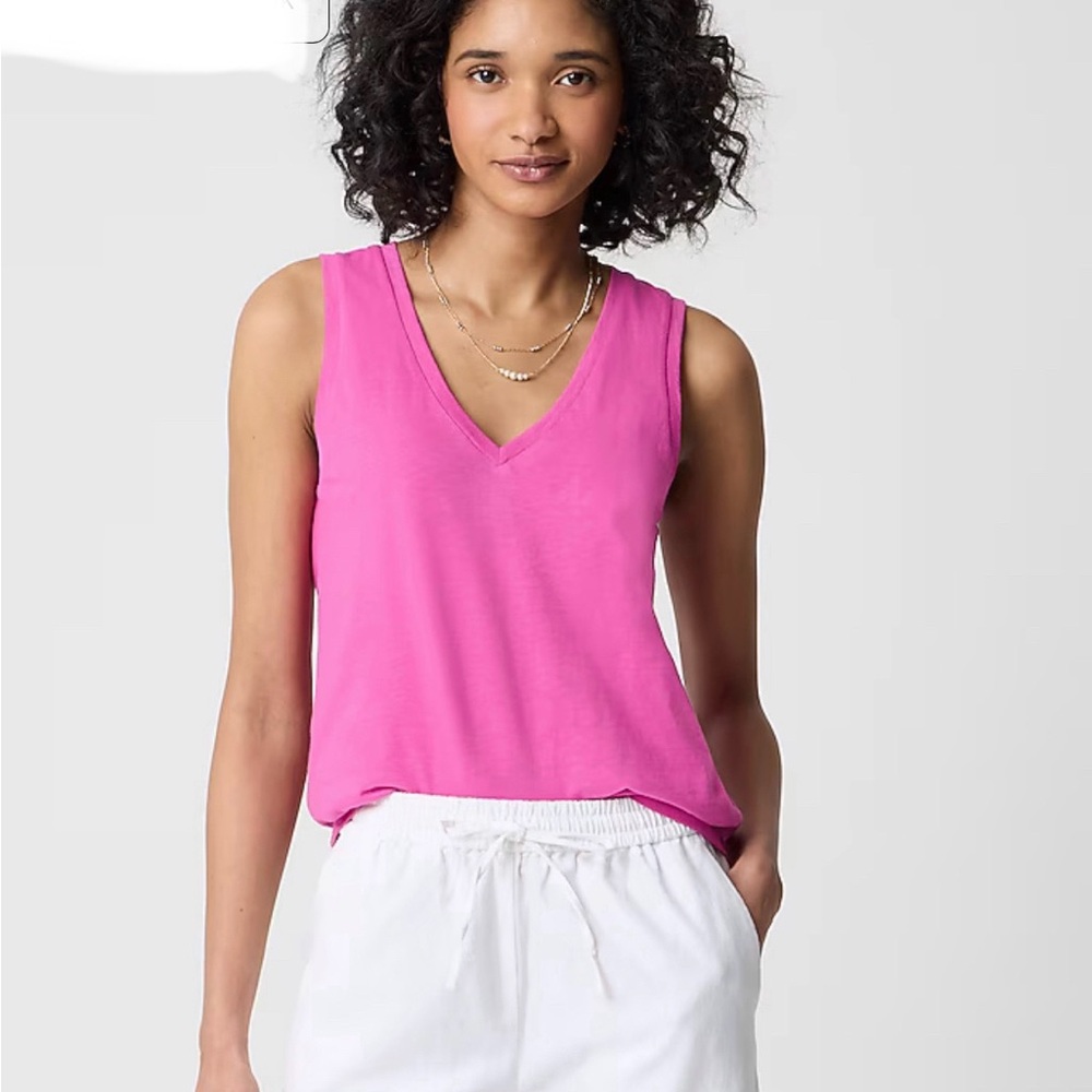 NEW! J. CREW Fuchsia Pink V-Neck Cotton Tank Top size 3x NWT GORGEOUS